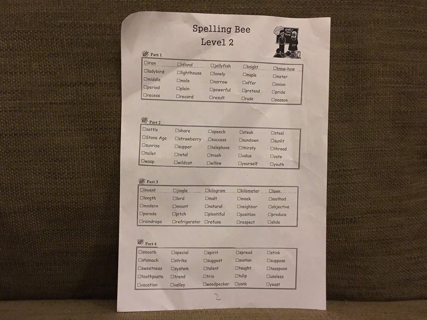 Yu's blog We will have a Spelling Bee contest in my English class