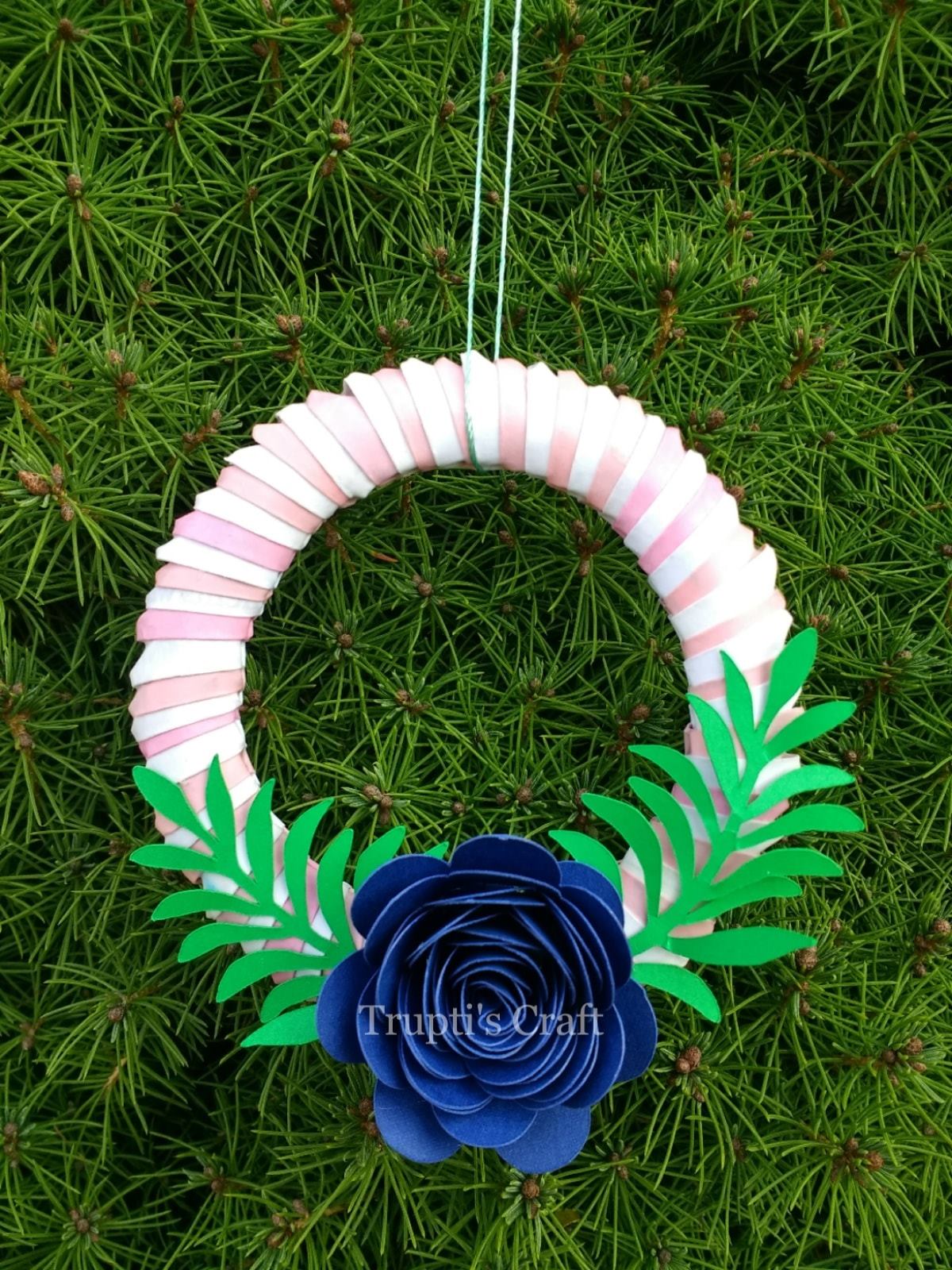 Trupti S Craft Paper Wreath With 3d Origami Triangles And Paper