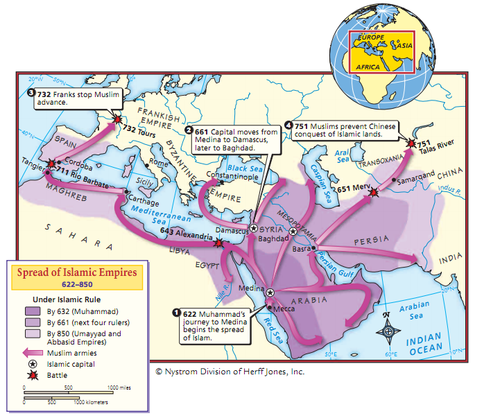 Spread Of Islamic Empire | Medieval Muslim societies (article) – OONZ