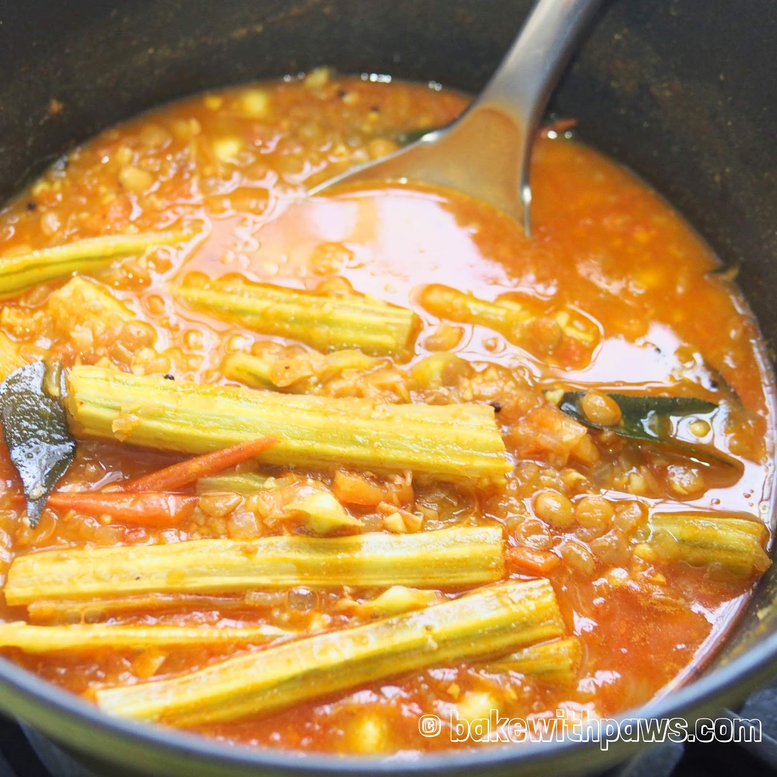 Moringa (Drumstick) Sambar BAKE WITH PAWS