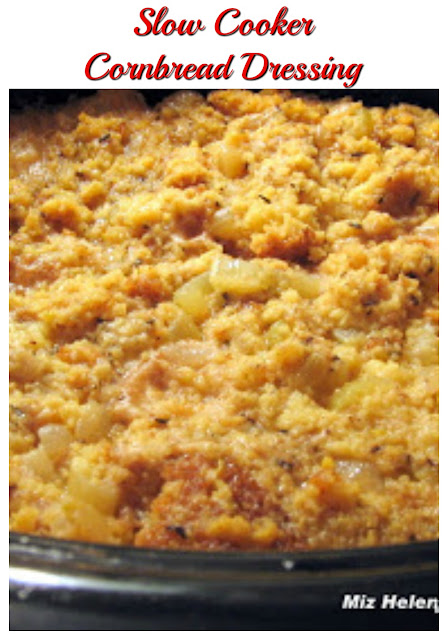 Slow Cooker Cornbread Dressing by Miz Helen's Country Cottage - WEEKEND POTLUCK 455