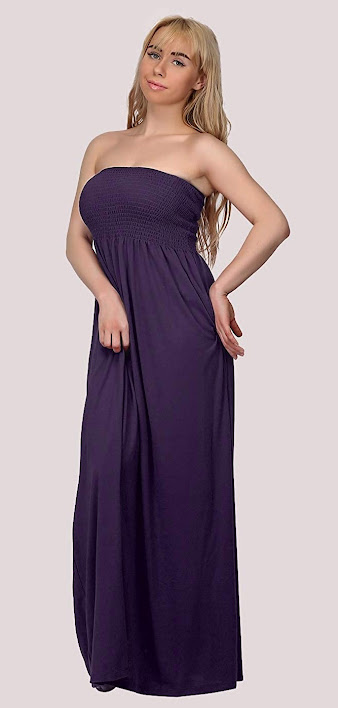 Good Quality Purple Strapless Maxi Dresses
