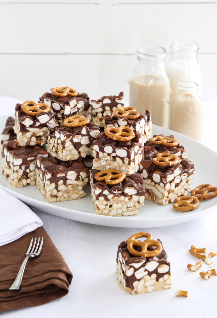 Salty Peanut Butter Marshmallow Pretzel Treats Sprinkle Bakes