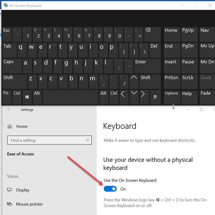 Настройки экранной клавиатуры. Keyboard settings. Клавиша PGUP. PGUP на клавиатуре. Ease of access Windows.