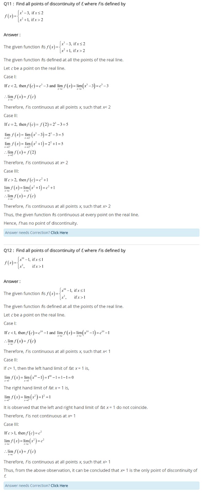 Class 12 Maths Chapter 5 Continuity and Differentiability