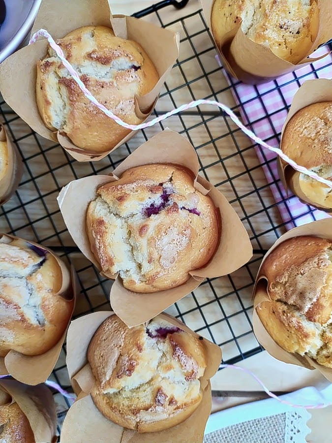 Muffins de cerezas. Cherry muffins. Desayuno, merienda, postre, fruta de temporada, receta fácil, esponjosos, jugosos, tiernos. Cuca