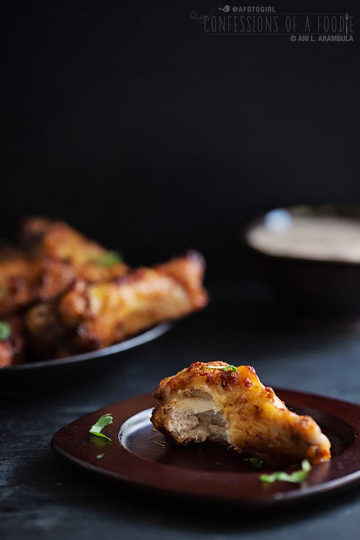 {Party Food} Harissa Chicken Wings with Herbed Yogurt Dipping Sauce