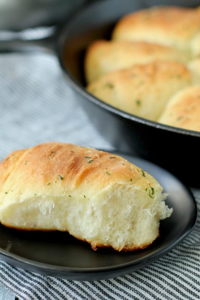 Buttery rolls on a plate
