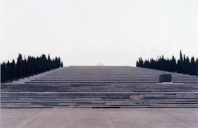 The vast memorial at the Redipuglia cemetery. The remains of Prince Emanuele Filiberto are buried in the sepulchre (right)