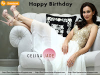 gorgeous celina jade latest image with birthday message, sitting on couch in white beautiful dress [high heels]