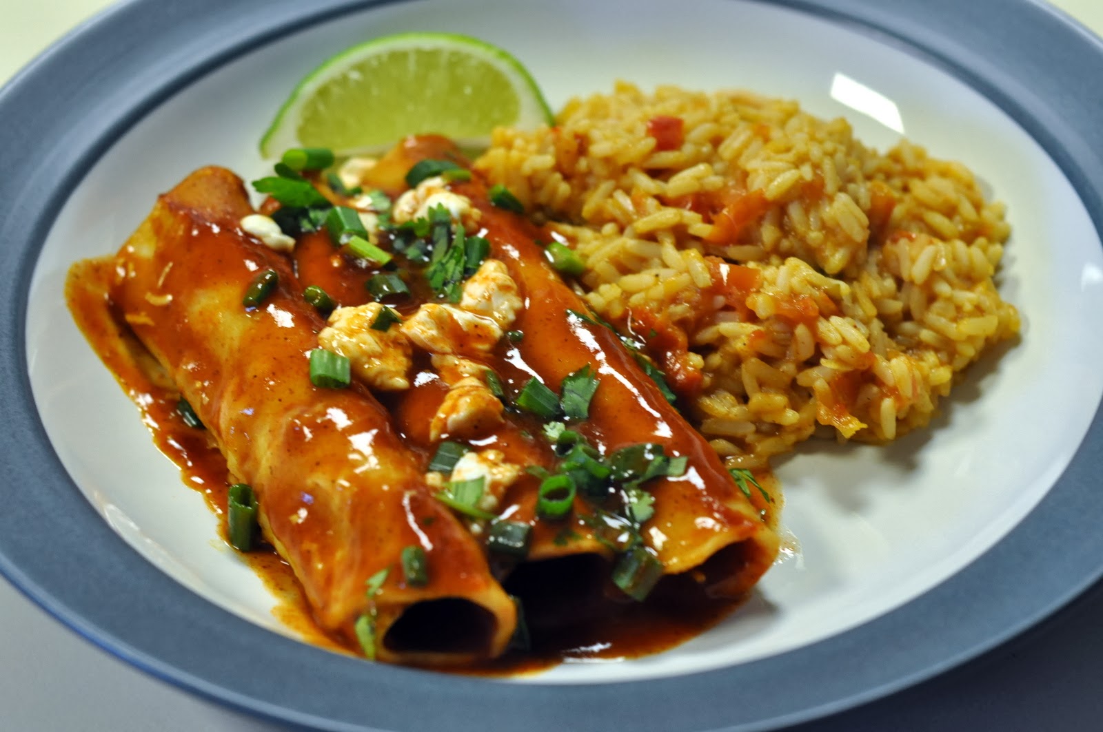 Weeknight Cheese Enchiladas with Spanish Rice | Taste As You Go