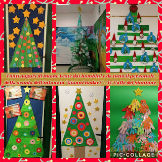 Cartolina d'auguri con il buon natale del testo immagine stock Notizie dalla scuola dell'infanzia" Rodari "di Castrocaro e Terra del