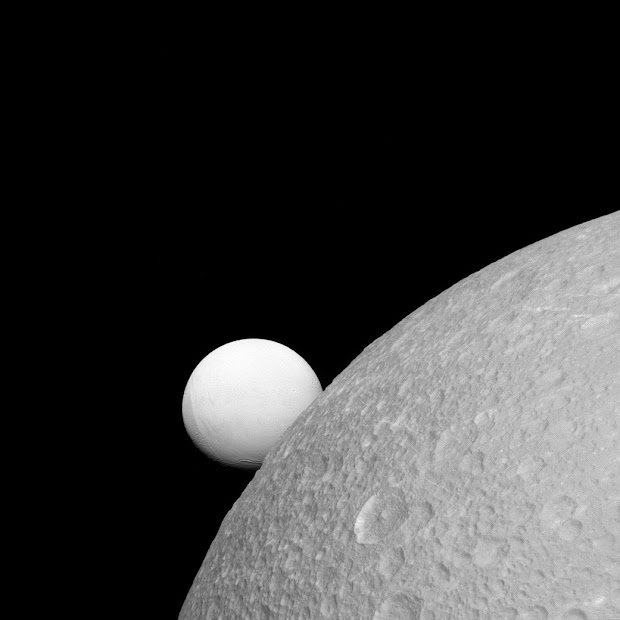 Dione and Enceladus as seen by Cassini