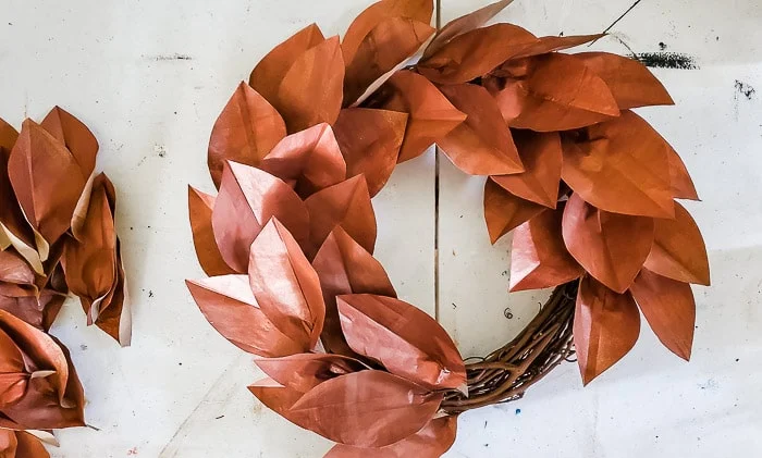 DIY Copper Magnolia Wreath from Paper Bags - DIY Beautify - Creating Beauty  at Home