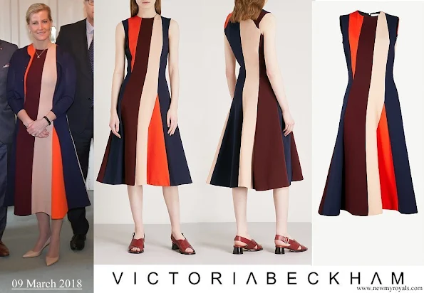 Countess of Wessex wore VICTORIA BECKHAM Panelled stretch knit midi dress