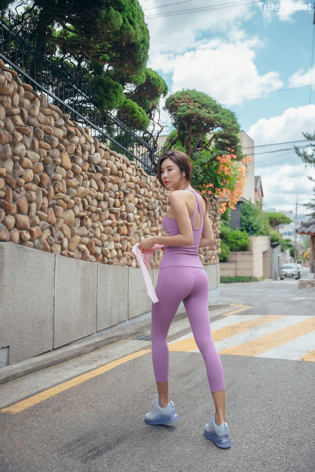 Korean model and fashion - Park Da Hyun - Plum Violet Fitness Set - Picture 11
