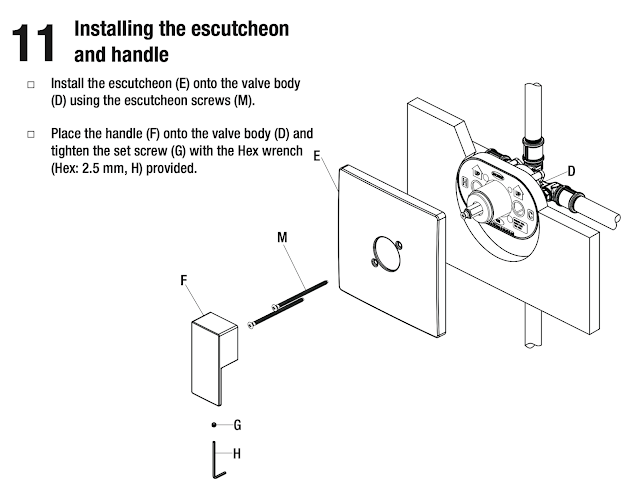 shower faucet handle manual detail instructions drawing guide