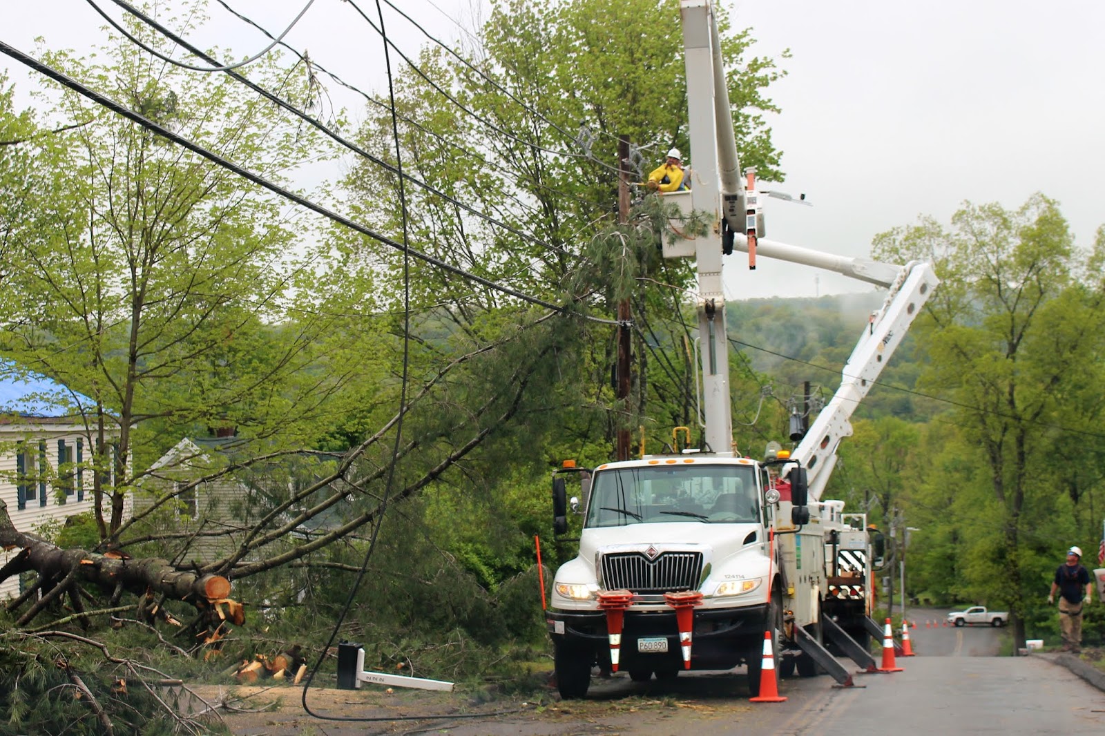 View from the Valley Beacon Falls Takes Beating from Tornado