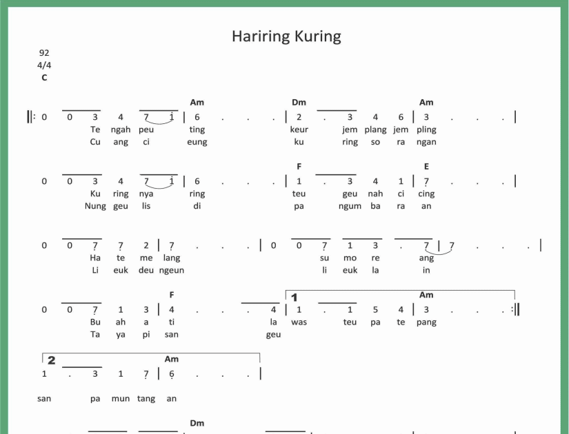 Not Angka Hariring Kuring Seputar Musik