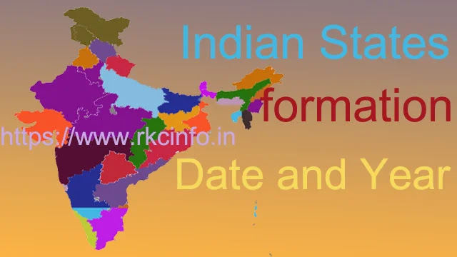 भारतीय राज्यों के गठन की तिथि और वर्ष