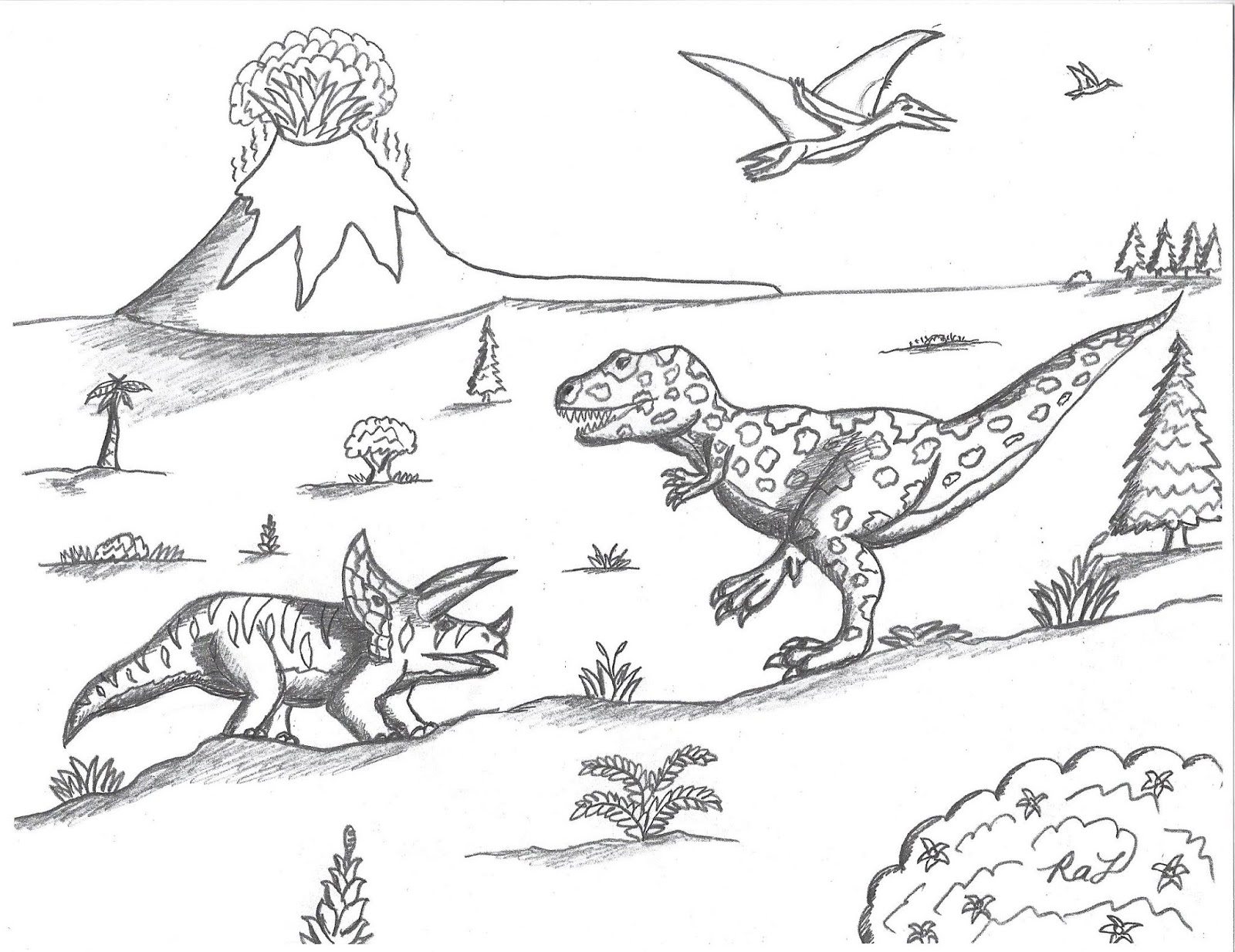 T Rex Vs Triceratops Coloring Pages Coloring Pages
