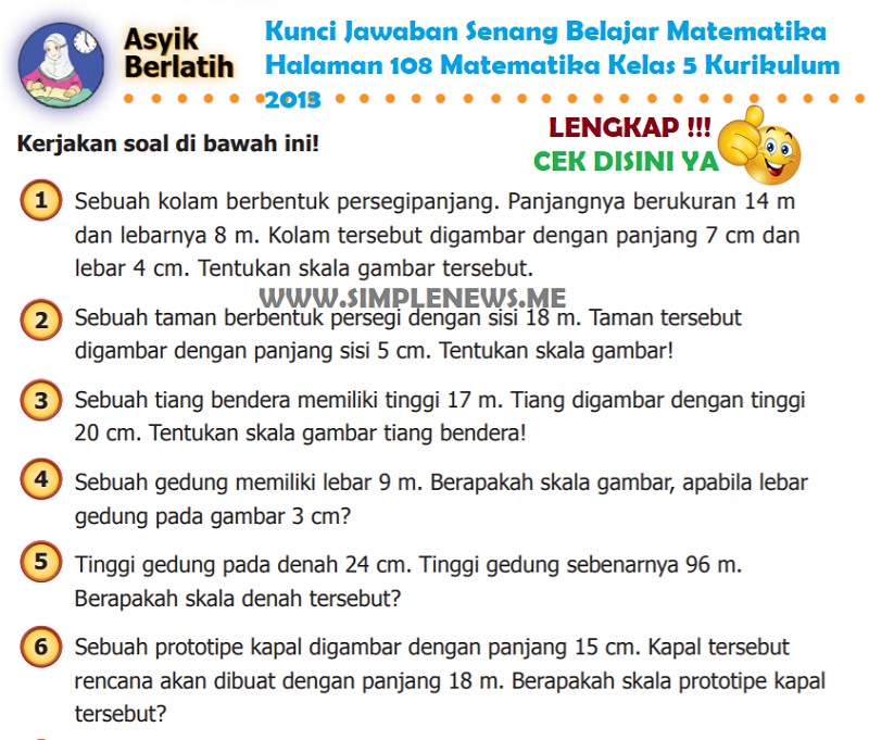 Lengkap Kunci Jawaban Senang Belajar Matematika Halaman 108 Matematika Kelas 5 Kurikulum 2013 - Simple News Kunci Jawaban Lengkap Terbaru