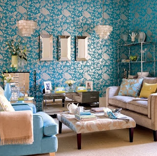 Design Living Room With Blue Wallpaper Design Living Room With Blue Wallpaper