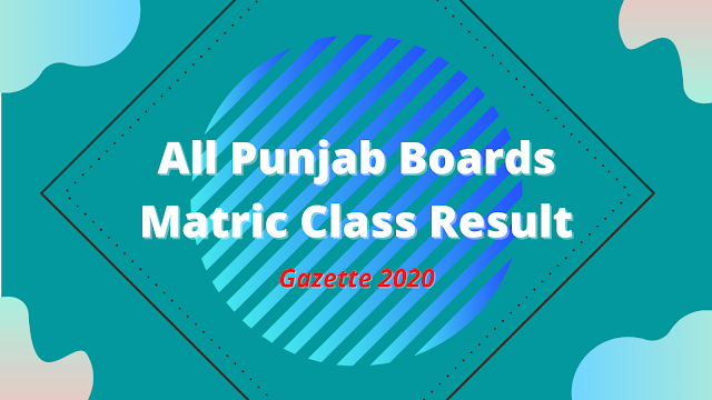 BISE Punjab Boards Gazette Matric Result 2020  