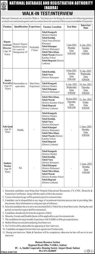 Nadra Jobs 2021