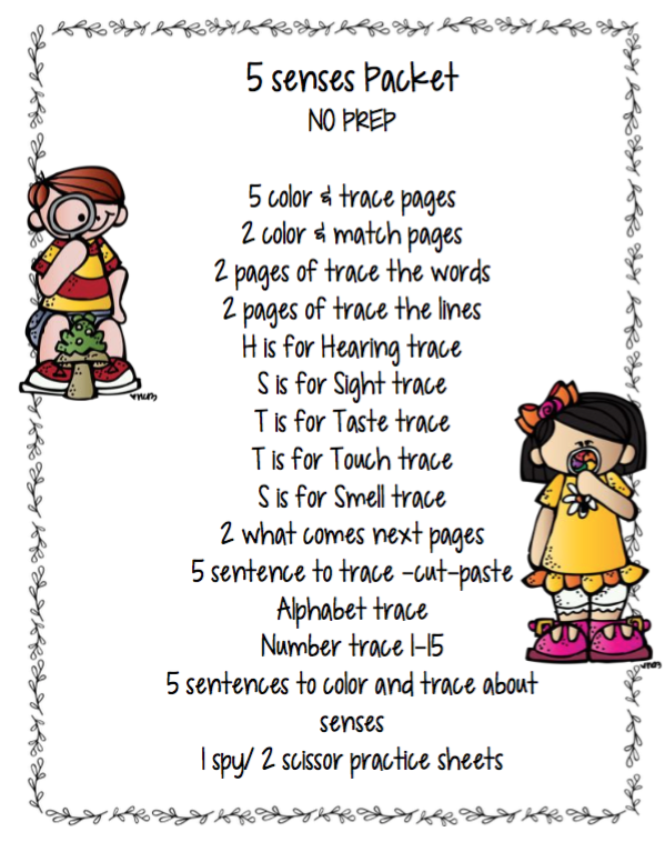 Free 5 Senses Printable ~ Preschool Printables