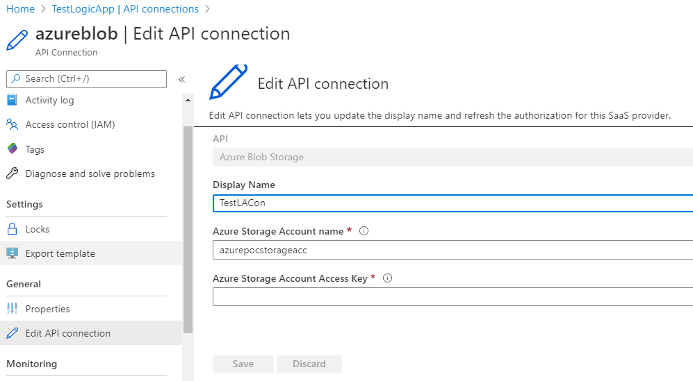 [ Resolved ] Azure Logic Apps Storage Account Access Key should be a