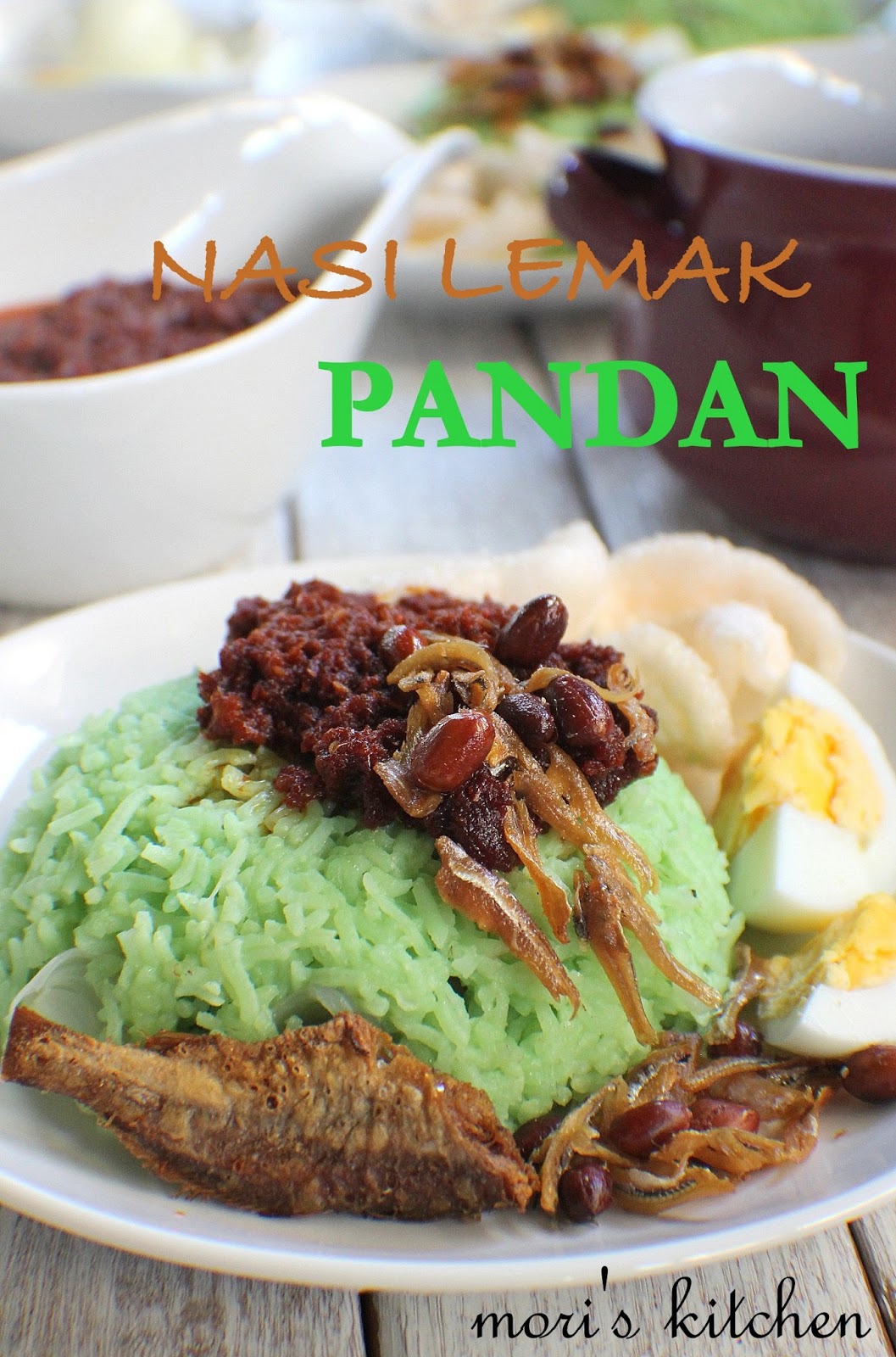 Mori's Kitchen Nasi Lemak Pandan dengan Ikan Masin