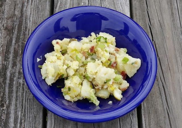 Pan seared Potato, Bacon and Green onion Salad recipe