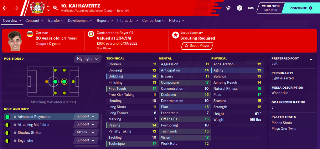 Kai Havertz: Starting Attributes in FM2020 Kai Havertz: Starting Attributes in FM2020