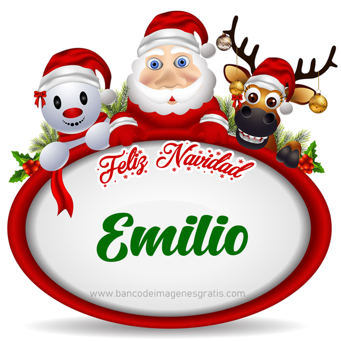 Banco de Imágenes Gratis: Santa Claus, muñeco de nieve y Rodolfo El Reno con 40 nombres de mujeres y hombres en postales navideñas