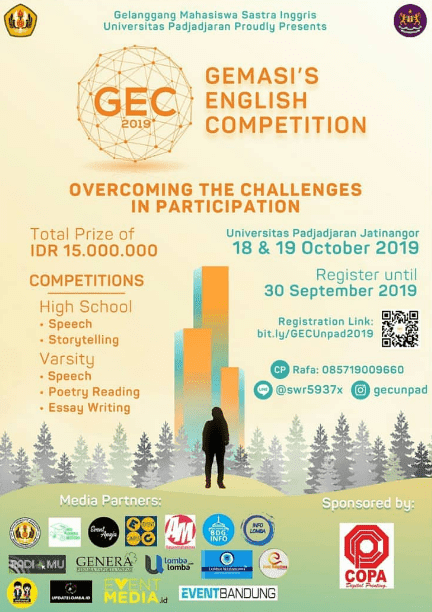 Event/Lomba Inggris Gemasi's (GEC) Unpad 2019 SMA Sederajat & Universitas
Event/Lomba Inggris Gemasi's (GEC) Unpad 2019 SMA Sederajat & Universitas