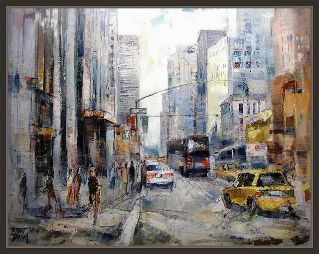 NEW YORK-NUEVA YORK-PINTURA-PAINTINGS-BROADWAY-TIMES SQUARE-PINTOR-ERNEST DESCALS-