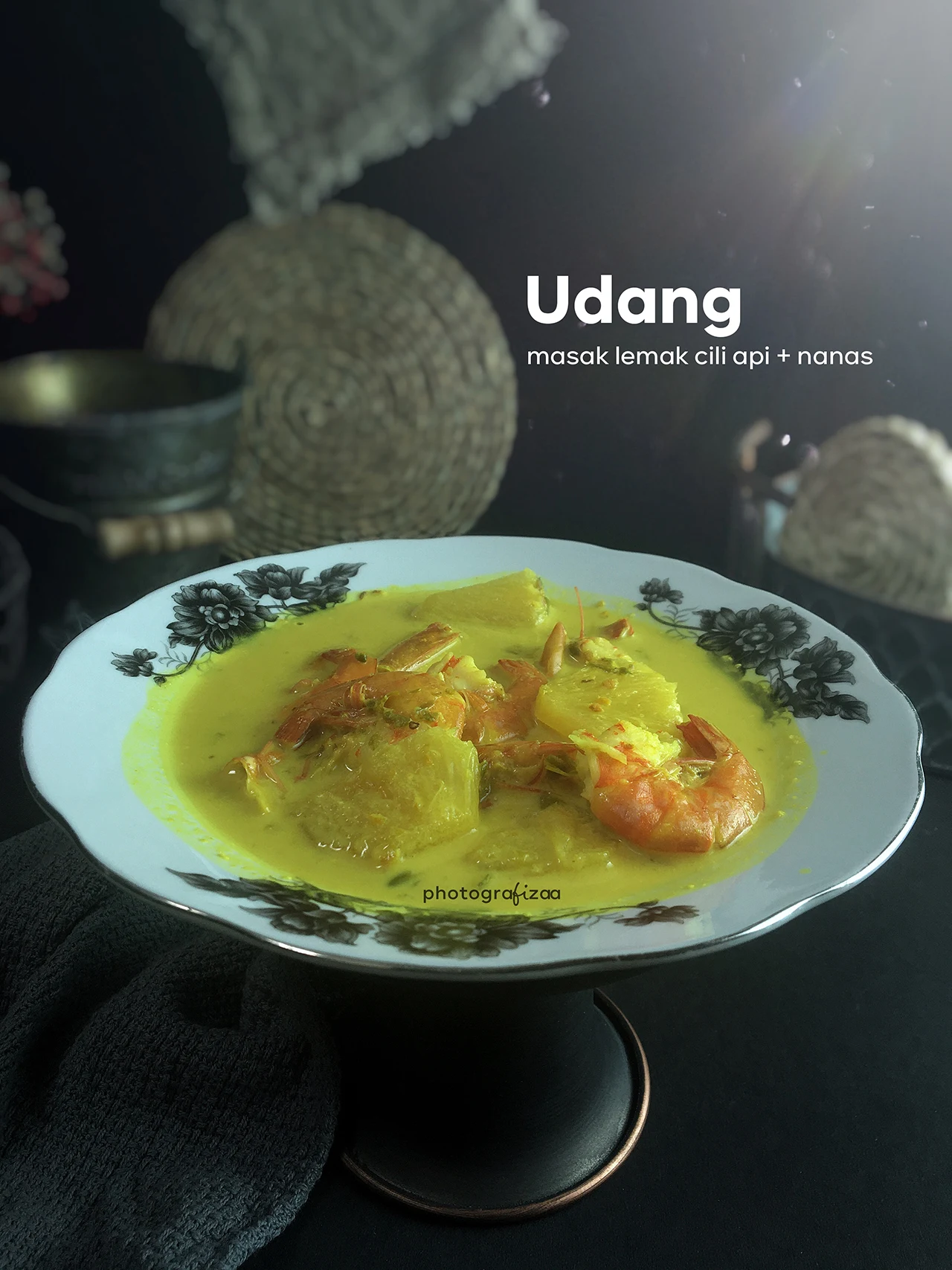 Resepi Udang Masak Lemak Cili Api Campur Nanas