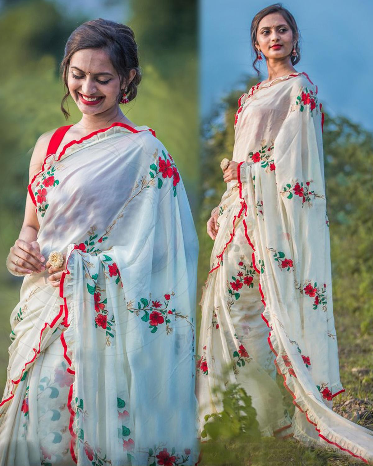 Digital Diaries: Ruffle saree : A saree has the power to convert a girl next door into an artist