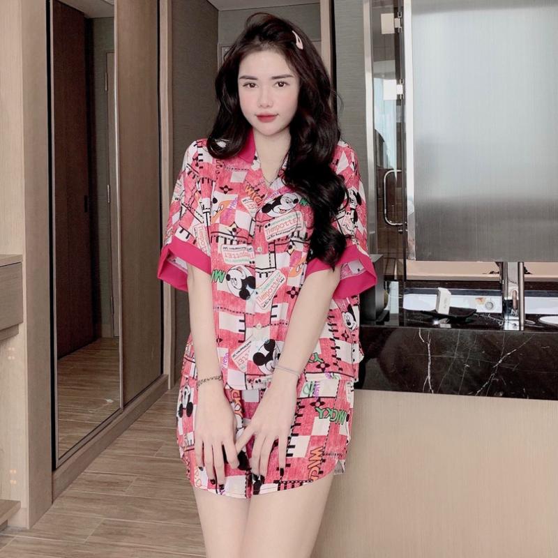 ĐỒ MẶC NHÀ PIJAMA LỤA MANGO THIẾT KẾ QUẦN ĐÙI FREESIZE TỪ 42-58KG