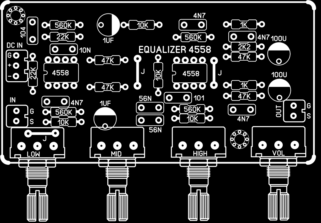 Mini Equalizer PCB Layout Double IC 4558 BLOGKAMARKU
