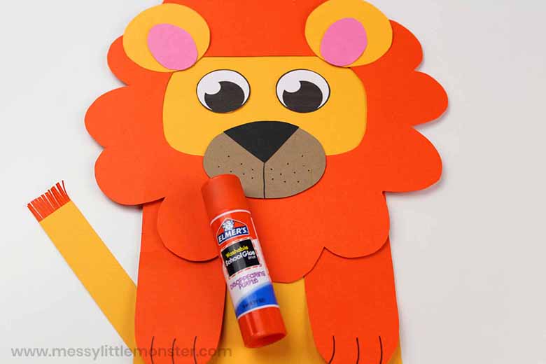 Paper Bag Puppet Lion Craft - Template Included! - Messy Little Monster