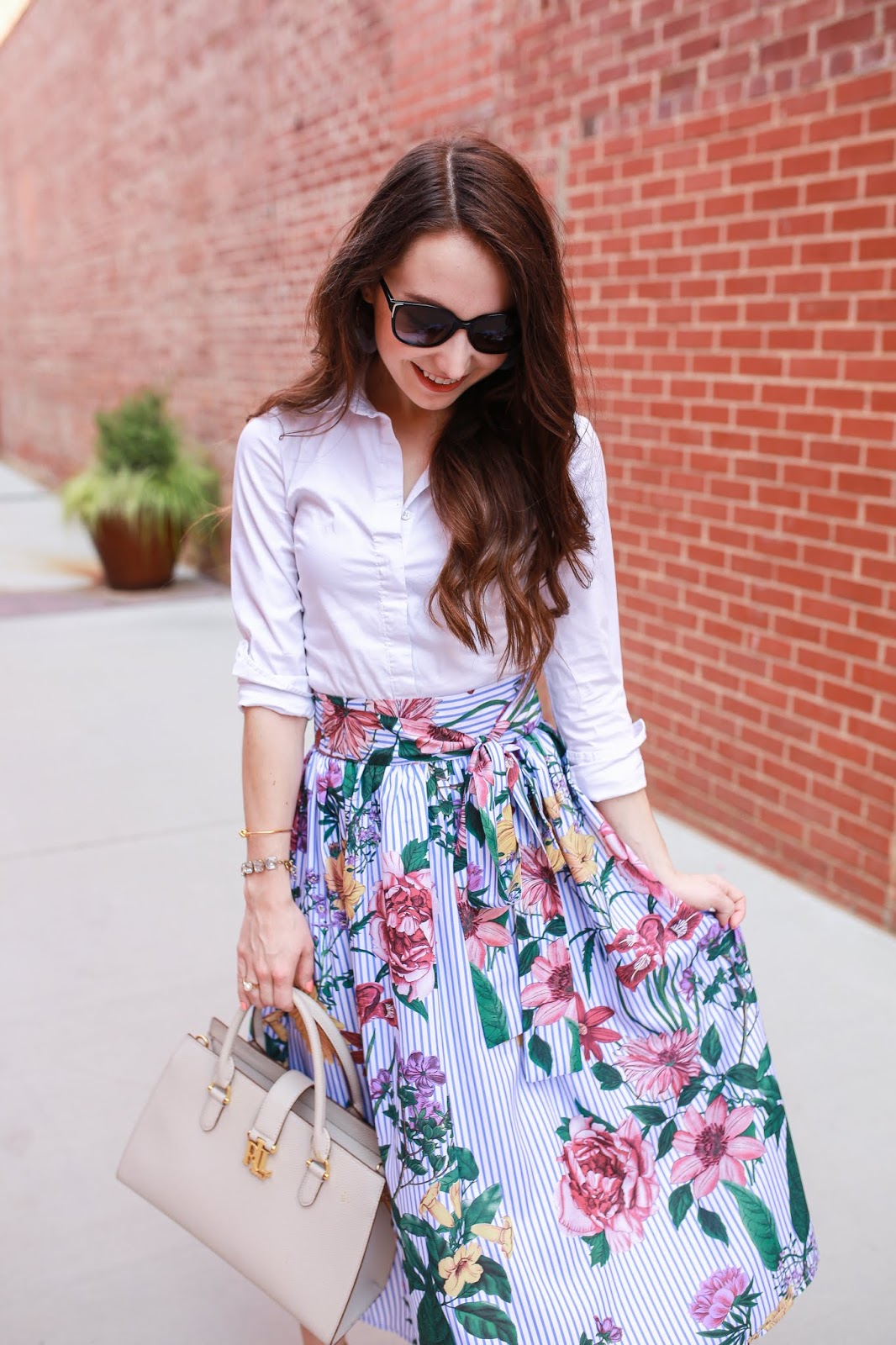 Striped Floral Skirt | Caralina Style