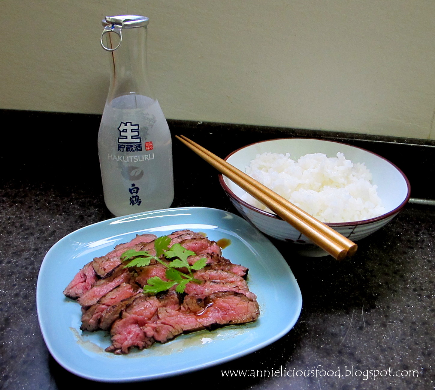 Annielicious Food Saké Steak and Rice (Using Koshihikari)
