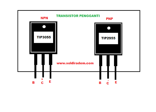 Persamaan transistor final tip 3055 dan tip 2955