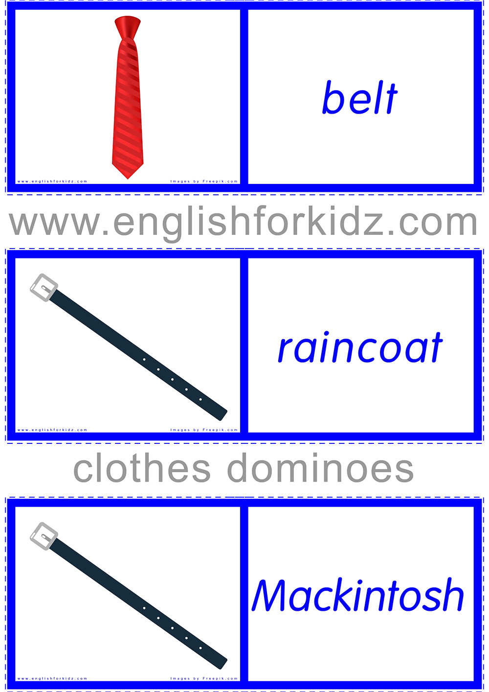 Clothes and Accessories Dominoes. Part 1.