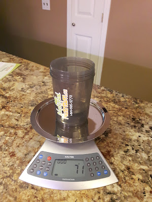 A digital weigh scale for weighing food in the kitchen.