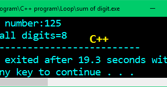 program in c++ to find the sum of all digits of a given number