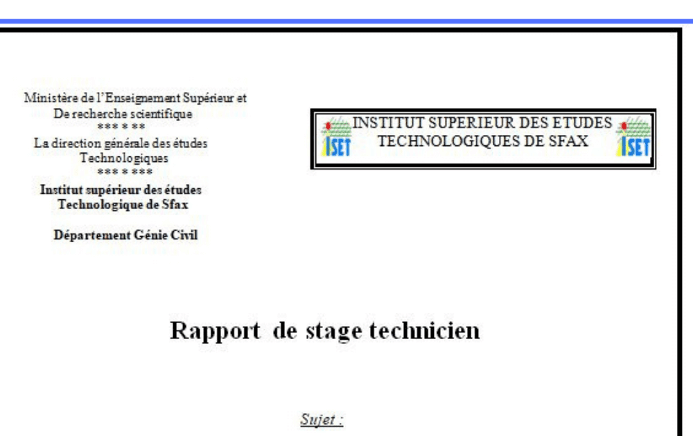 Exemple Page De Garde Rapport De Stage Bts Système Numérique Page de garde rapport de stage word
