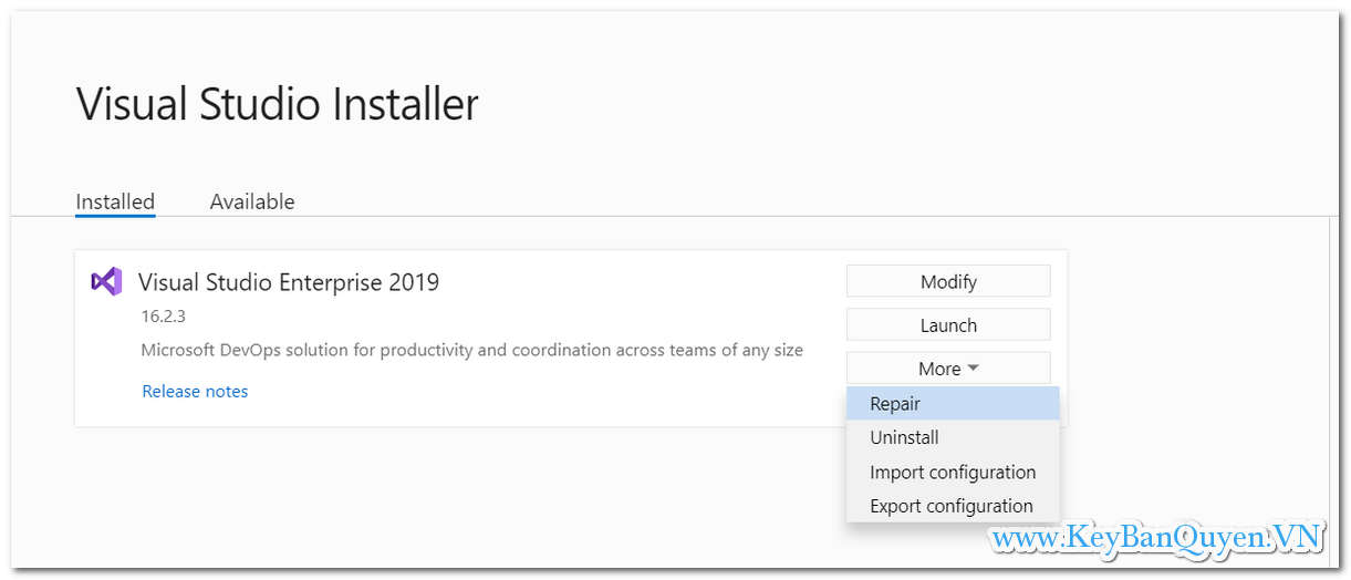 Hướng dẫn tải , cài đặt Visual Studio Pro và Enterprise 2019 Key bản quyền .